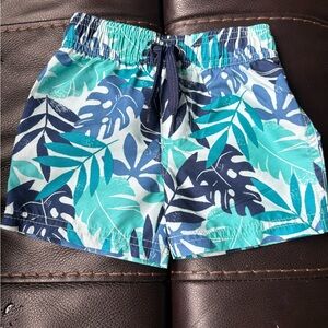 Carter's Blue and Green Swim Trunks Tropical Design